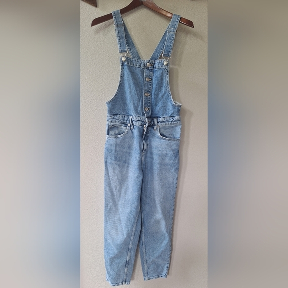 We The Free Denim Overalls Buttons Adjustable Tapered Womens Size 29 - Picture 1 of 7